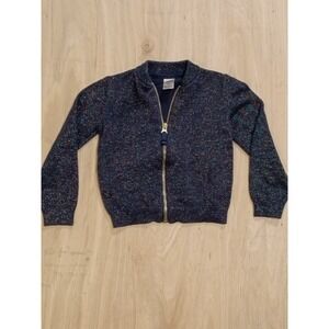 Oshkosh Girls Sweater Size‎ 3T Dark Blue Knit With Multicolor Sparkly Threads.